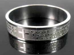 Brandneue Herren Womenset Christian Serenity Gebetsschriften kreuzen Edelstahl Ring Silber Schmuckband Ring3664748