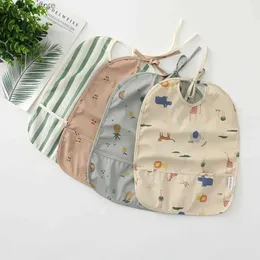 Bibs Burp Cloths Babys Soft Waterproof PU Bib Kid Long Sleeves Adjustable Feeding Cloth Little Boy Girl Painting Smock Child Meal Eating Apron Y240412