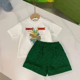 Children designer clothing girl set summer short sleeved T-shirt children Bohemian top pleated skirt two-piece baby brand set