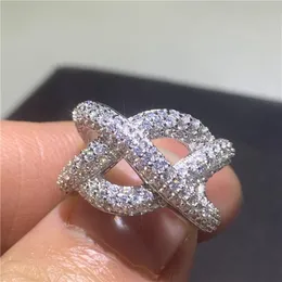 Vintage Cross Diamond Ring Weißgold gefülltes Schmuck Pave Topaz Verlobungs Ehering Ringe für Frauen Brautparty Accessoire