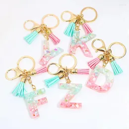 Keychains Fashion 26 Initialer Letter Keyrings With Tassels Women Handbag Key Chain Pendants Ornament Harts Alphabet Accessories