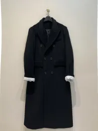 ジャケット・アウター SUNSEA BLACK DOUBLE-BREASTED COAT sun-bleached-double-breasted-