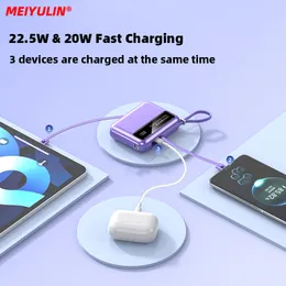Meiyulin 10000mah Mini Power Bank eingebautes Typ-C-Kabel 22.5W schnelles Ladegetriebe External Batterie-Ladegerät für iPhone Samsung