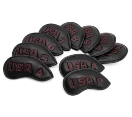 Golf Club Iron Cover Headcover USA Redwhite Dikiş Golf Demir Kafa Kapakları Golf Kulübü Demir Headovers Kama Kapakları 10 PCSSET 227547689