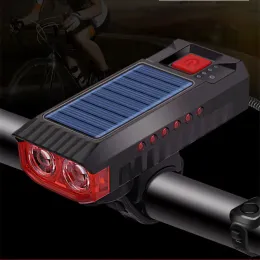 4000mAh Bicycle Light 1200 Lumen Bike Headlight Solar Flashlight Handlebar Bike Bell USB Charging MTB Road Cycling Highlight