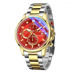 ساعة معصم Olense Quartz Watch Men 2024 Top Brand Automatic Date Wristwatch Stainless Steel Stefl