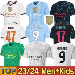 23 24 هالاند لكرة القدم القميص رجل المدن النهائي Istanbul Kit Mahrez Grealish de Bruyne Foden Fooden Sirt Kids 2023 2024 GK J.Alvarez Mancheste New Shiform