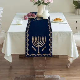 Hanukkah Linen Table Runner Table Decor ebreo Chanukah Star di David Jewish Table Runners per tavolo da pranzo Hanukkah Decorazione