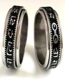 20pcs Retro Carved Buddhist Scriptures The Six Words Mantra Spin Stainless Steel Spinner Ring Men Women Unique Lucky Jewelry B4389827