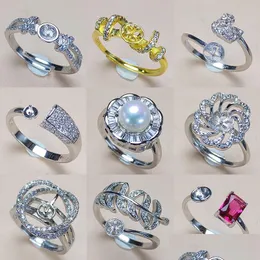 Configurações de jóias Novos acessórios de anel de pérolas 925 Sier 10 estilos para mulheres anéis de montagem Tamanho ajustável Diário de presente DIY Delive Dhgarden dhubx