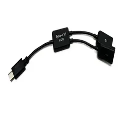 Micro USB och typ C Dual Port Hub -kabel Y -splitteradapterkonverterare för surfplatta Android Mouse -tangentbord med OTG -funktion tillåter