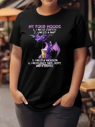T-shirt da donna Plus-Size Womens Purple Dragon Coffee My Four Mood Models Fashi