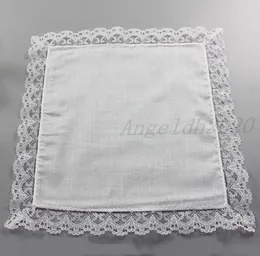 25cm White Lace Thin Handkerchief 100 Cotton Towel Woman Wedding Gift Party Decoration Cloth Napkin DIY Plain Blank Handkerchief4614208