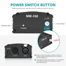 Phantom Power 48V Supply Live Broadcast Cartão de som CARREGADOR DO MICROPOLONE Adaptador de alimentação Microfone condensador