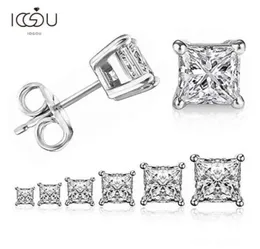 NXY Küpe Iogoupendientes de Plata Ley 925 Para Mujer Aretes Circonita Cuadrada 4 Garras Joyera Diamante Nupcial Sakceriso 1575983041