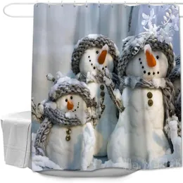 Cortinas de chuveiro Estrela colorida de Natal boneco de neve do ho me lili conjunto de cortinas com ganchos Decoração de banheiro tema festivo de férias de inverno