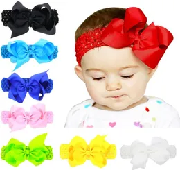 5Inch 12 cm Solid Grosgrain Ribbon JoJo Bow Bandanas Elastic Woolen Wide pannband med Bows7038859