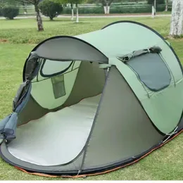 Tendas e abrigos acampar ao ar livre de abertura totalmente automática de abertura à prova d'água túnel de tenda de praia Sun Protection Mosquito repelente espessado