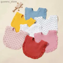 Bibs Burp Cloths 3 PCS Stlans Styles Bibs Bibs 100 ٪ Cotton Gauze Soft and Movel Saliva Lace Laceing Bib Baby Gorl Perfect Y240412