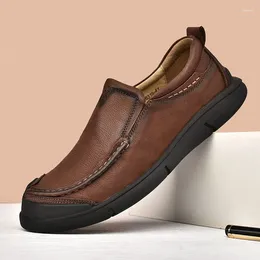 أحذية غير رسمية من الجلد الأصلي للرجال المقاوم للماء بالرياضة الرياضية الرياضية الشقق الرسمية للخياطة