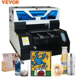 VeVor A3 UV Bottle Printing för telefonfodral Glas Trä Akryl A4 UV Flatbed Printar Sticker Label Printer UV Printer