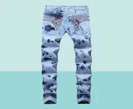 Mens Mens Straight Slim Fit Biker Jeans с Zip Men Spell Speardsed Hole Streetwear Streetwear в стиле роскошные джинсы Robin8049615