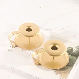 Candle Holders 2pcs Gold Candlestick Holder For Taper Candles Chamberstick Shape With Handle Metal Window Mantle Display