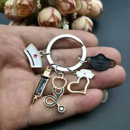 Schlüsselringe Neues Design Schlüsselbund Arzt Medizinisches Werkzeug Stethoskop Spritzenmaske Schlüssel Ring Krankenschwester Medizinstudent Geschenk Keychain Souvenir 240412