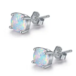 Stud Fashion Jewelry Opal Earrings For Women Fire 3-8Mm S925 Sterling Sier Filled Cute Wedding Gift Drop Delivery Dhmos