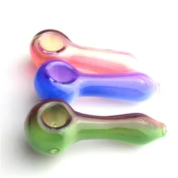 Multicolor Rainbow Color Glass Smoking Pipe med 4,2 tum 40 mm stor bollskål tjock Pyrex Mini Glass Handrör