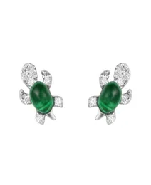 925 Sterling Silver Chic Retro Turtle schöne Emerald Schildkröte Tierohrohrohrstolme Ohrringe Frauen und Mädchen Geschenk6212695