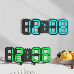 3D светодиодный цифровой декор часовой стены светящийся ночной режим 3 тревоги Электронные настольные часы.