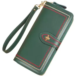 Echte Lederbienerinnen Frauen Designer Brieftaschen Cowide RFID Protected Lady Long Style Fashion Casual Phone Clutchs weibliche Münze Zero Kartenbus Nr. 828