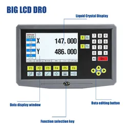 YH800-2 2 Eixo LCD DRO Digital Readout Display 9 Idioma AC90-260V e 2 peças 50-1000 mm Régua de grades de escala linear de escala linear