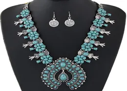 Bohemian Jewelry Sets For Women Vintage African Beads Jewelry Set Turquoise Coin Statement Necklace Earrings Set Fashion Jewelry9839820