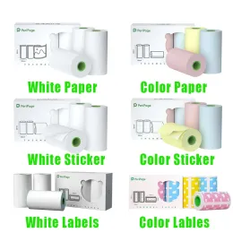 Skrivare 6 rullar White Thermal Paper Color Label Paper Transparent Sticker Paper för Peripage Paperang Photo Printer
