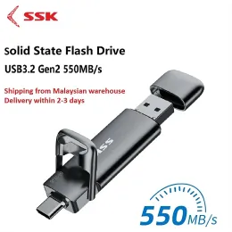 Hubs SSK 550MB/S Disk portatile a stato solido USB 3.2 Flash Drive Stick Pendrive 1Tb 2Tb Pen Driver per la fotocamera PC Laptop TV MacBook