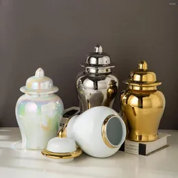Vasen Porzellan Ingwer Gläser Pflanzen Halter Organisator mit Deckel Keramik Vase für Lagertankschalter Dekor Home