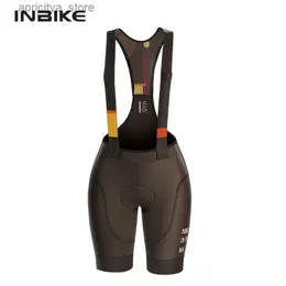 Cykel shorts Inbike Kvinnor Bicyc Pants Printed Fabric Bib Tights med vadderad Breathab Cycling Bib Shorts Kläder för Cycling Quick-Tork L48