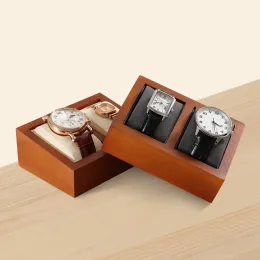 Yinbeini Beige dunkelgraue Massivholz -Anzeige Organizer mit Mikrofaser -Kissen -Uhr -Display -Ständer Requisiten für Mann und Frau