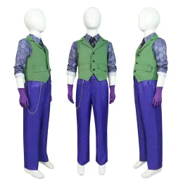 Film Joker Cosplay Costume Kara Şövalye Koru Heath Ledger Mor Ceket Tam Setler Çocuk Suzu Cadılar Bayramı Karnaval Parti Giyim