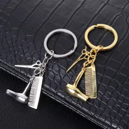 Friseur Essentielles Haartrockner Schere Kamm Anhänger Keychain Kreative Schlüsselketten Friseure Schlüssel Ringautos Schlüsselhalter Geschenk