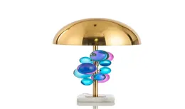 Modern Chromatic Crystal Ball Marble Colorized Table Lamp Creative Art Led Desk Light Home Decor Reading Bedroom bredvid fixturen TA1490725