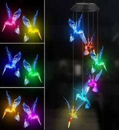 Solar Hummingbird Butterfly Chimes Wind Chimes Decorazioni per feste Colore Mobile a sospensione mobile impermeabile per esterno luci a sospensione per portico pati5782636