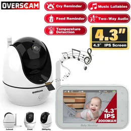 Baby Monitores de 4,3 polegadas Vídeo sem fio Baby Monitor 2000mAh Bateria IPS Tela de 1500 pés Faixa de áudio Sensor de temperatura Vox Lullaby TF Card RecordingC240412