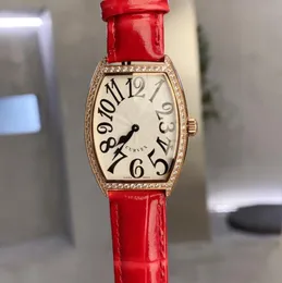 Ladies Watch Quartz Movement 31x43 мм модели FM серии винной бочки тип роскошной многоцветной телячьей кожи Checke5370253