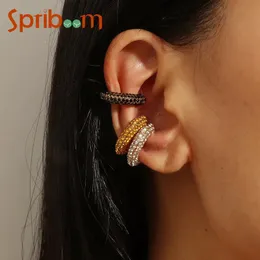CSHAPE Colorful S Ear Clips for Women Bohemian Cuff Luxury Clip on Earring Female Jewelry Personality Accessories 240410