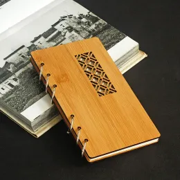 دفاتر الملاحظات A6 غلاف خشبي جوفاء محمول صيني الأنيك النمط من وسادات Bamboo Notebook شهري كتاب مخطط لمدرسة المكاتب