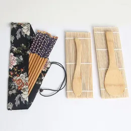 Servis uppsättningar 7 datorer Easy Clean Kitchen Tool Japanese-Style Maquina de Sushi Bamboo Servering Set Chopsticks