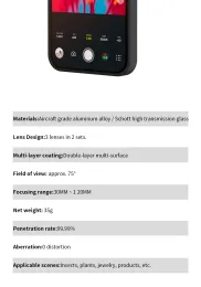 Fotorgear Mobile Telefono per cellulare Lens 10x Macro Len per iPhone 12 IPhone 13 14 Smartphone Cellone per smartphone